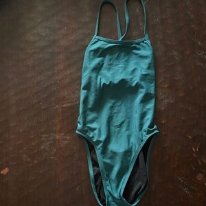 Jolyn Teal One-Piece Swimsuit Tie-Back